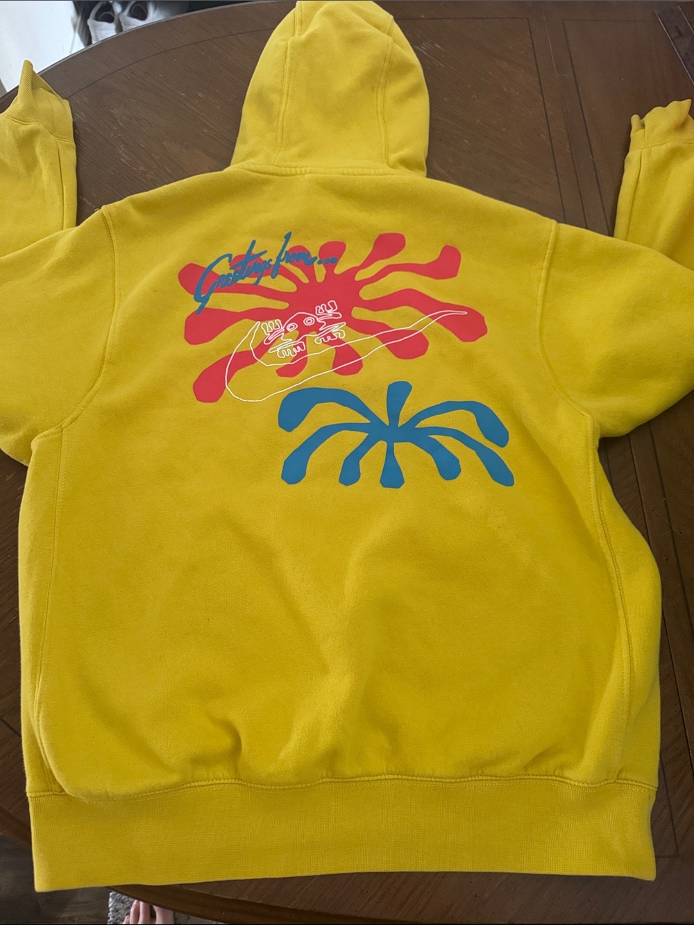 Nike Vivid Neon Greetings from beach frog hoodie sweatshirt yellow pink aqua M